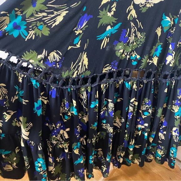 Free People Pages Of Gold Maxi Tie Front Black Floral Dress M - Picture 8 of 16